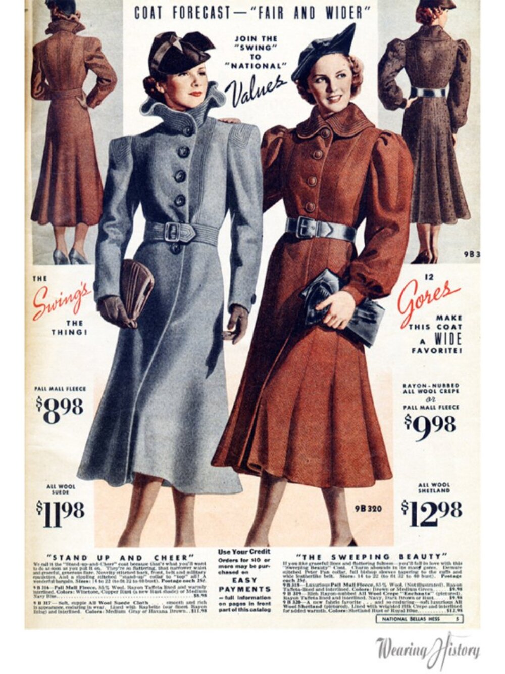 RARE c. 1940 black Saltaire swing coat w/ ribbon detail - Picture 16 of 16
